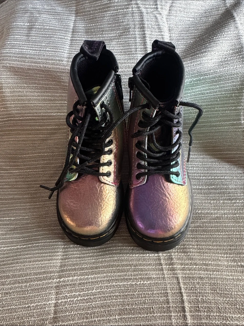 Dr. Martens Kids Iridescent Lace-Up Boots in Pink/Purple - never worn